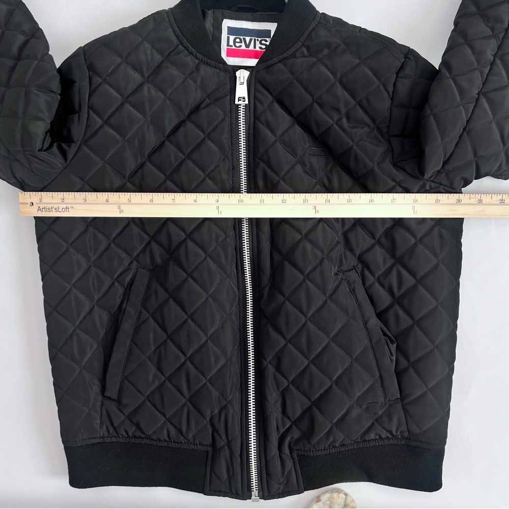 Levi’s trendy, diamond, quilted bomber jacket, women’s black size medium - Picture 12 of 14